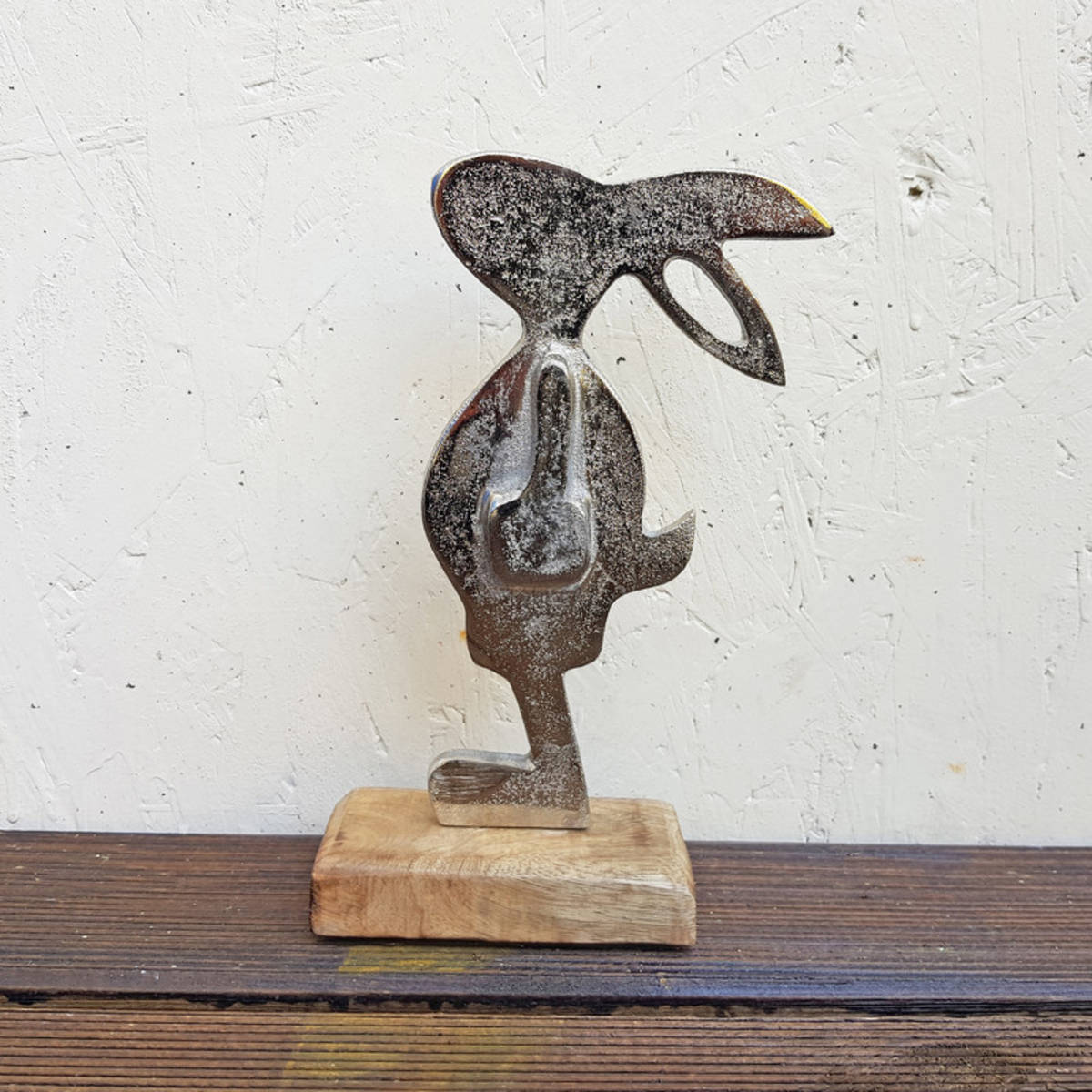 Hase aus Holz/Metall, Höhe 22cm