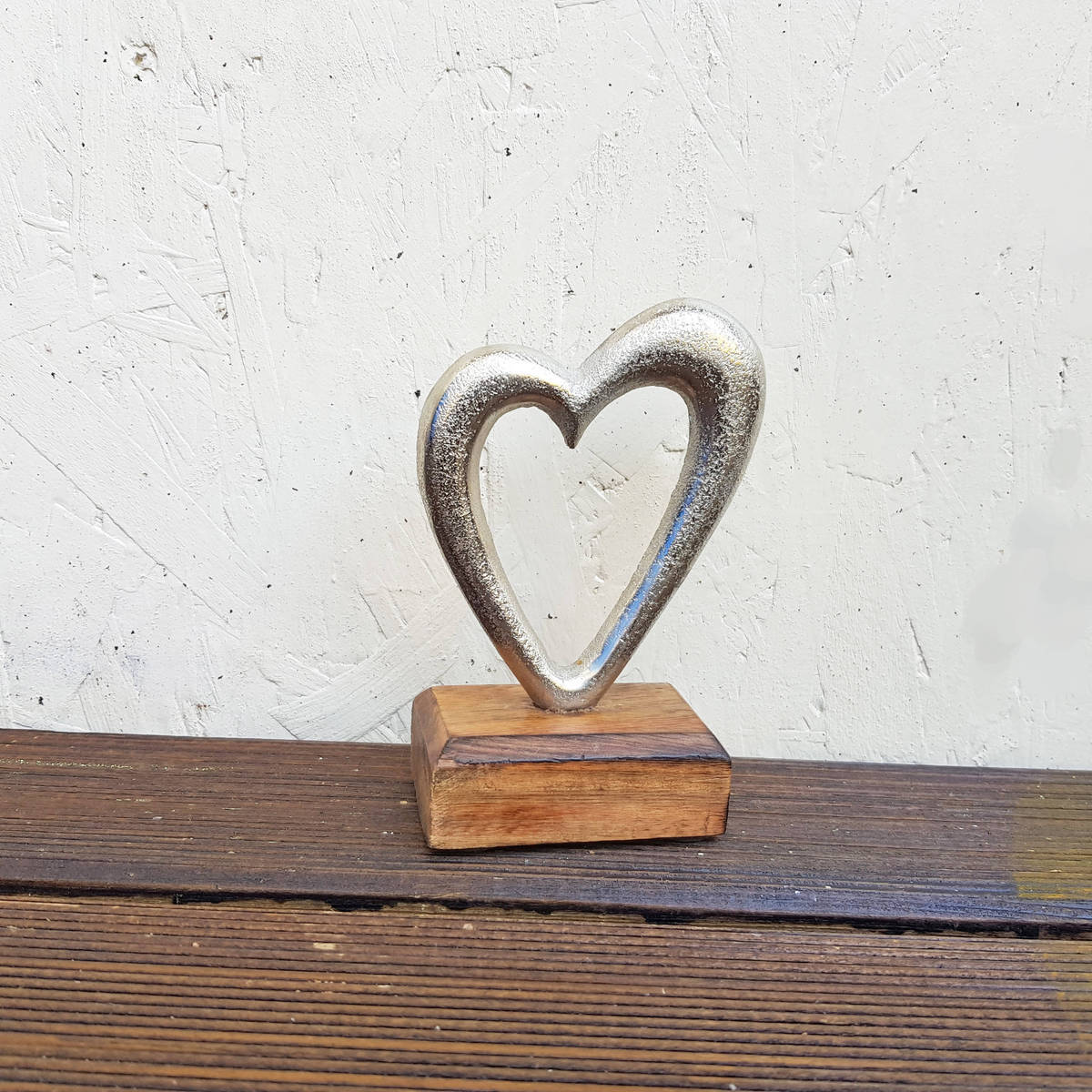 Coeur en métal/bois, H. 14cm 