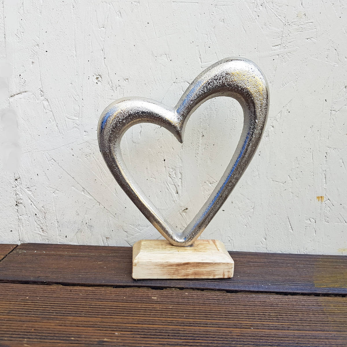 Coeur en métal/bois, H. 22cm 