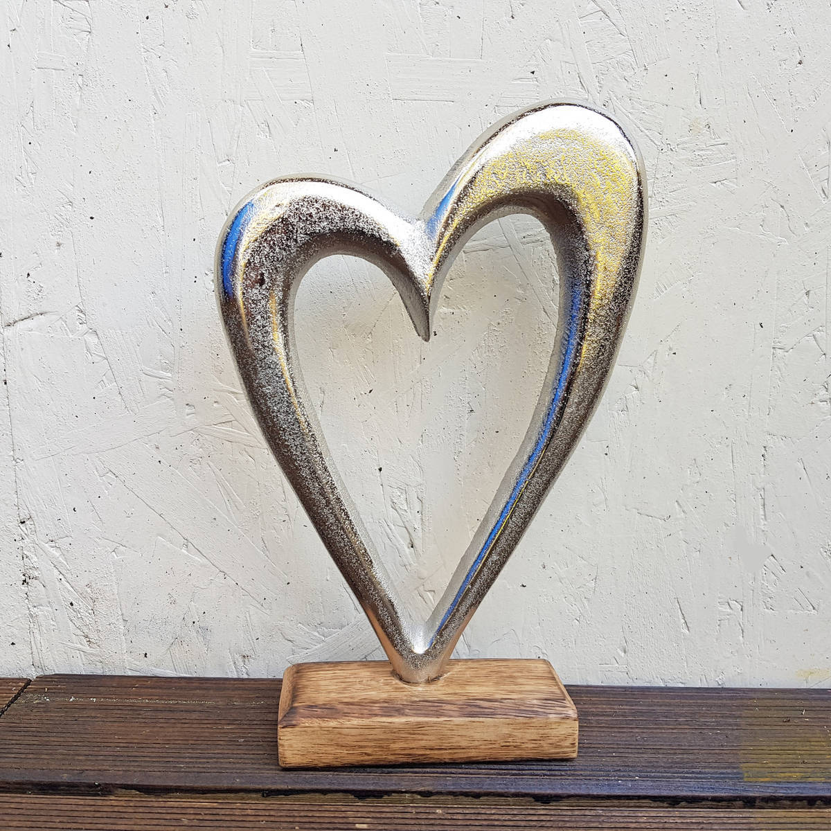 Coeur en métal/bois, H. 28cm 