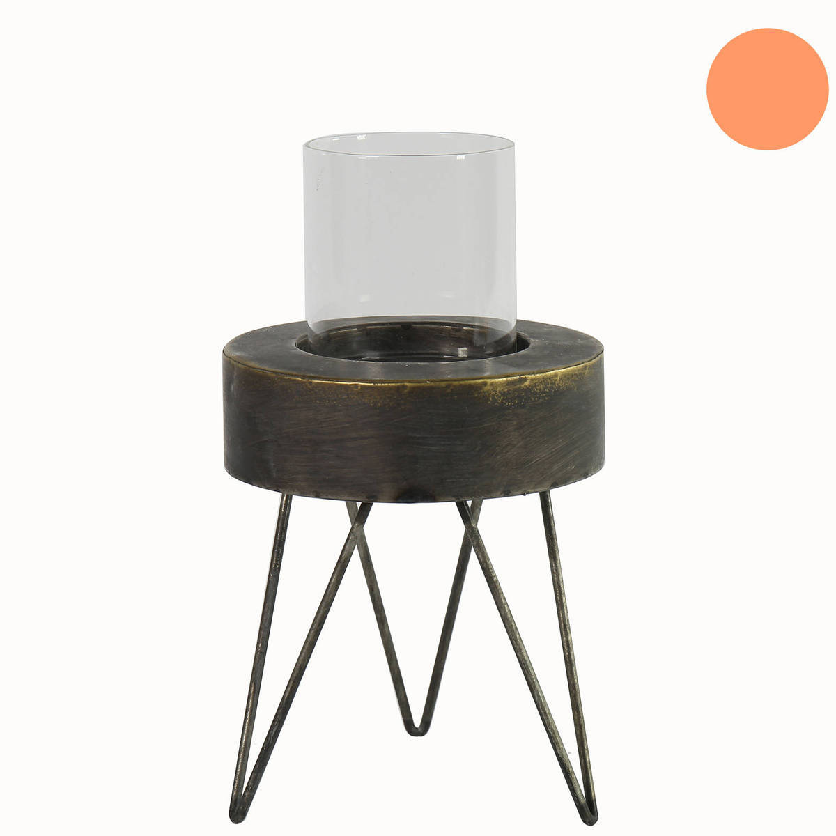 Windlicht aus Metall mit Glas, Höhe 20cm