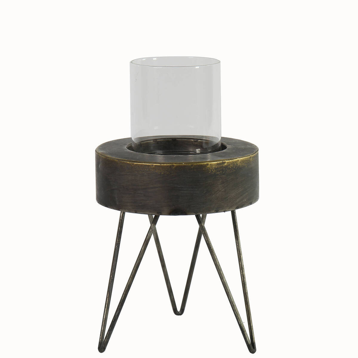 Windlicht aus Metall mit Glas, Höhe 20cm