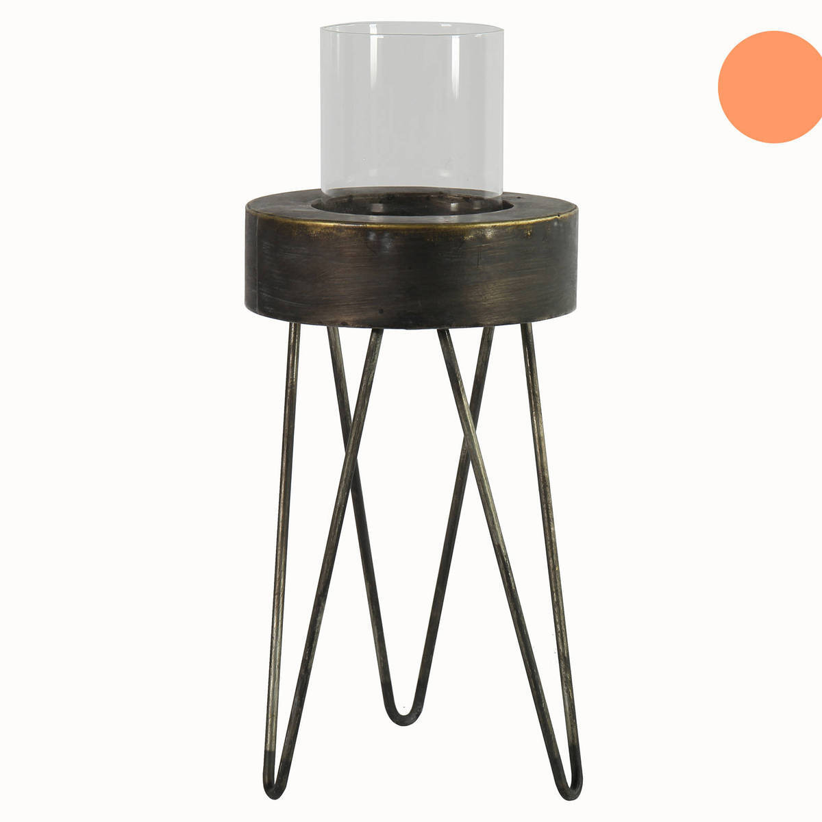 Windlicht aus Metall mit Glas, Höhe 29cm