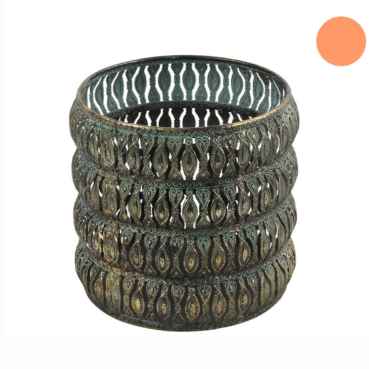 Photophore en Métal, or/ vert, H. 17 cm 