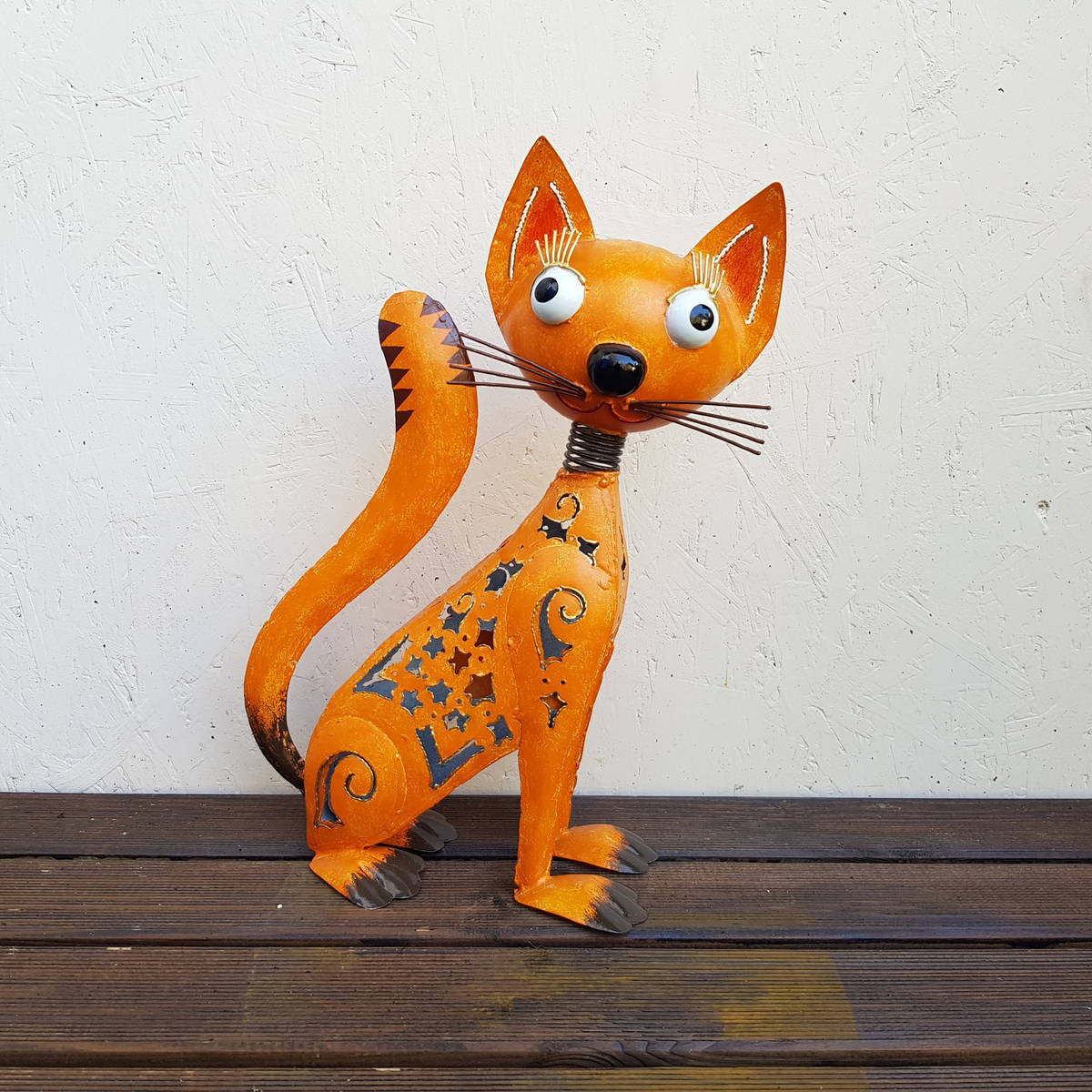 Katze aus Metall, bemalt, Höhe 45cm