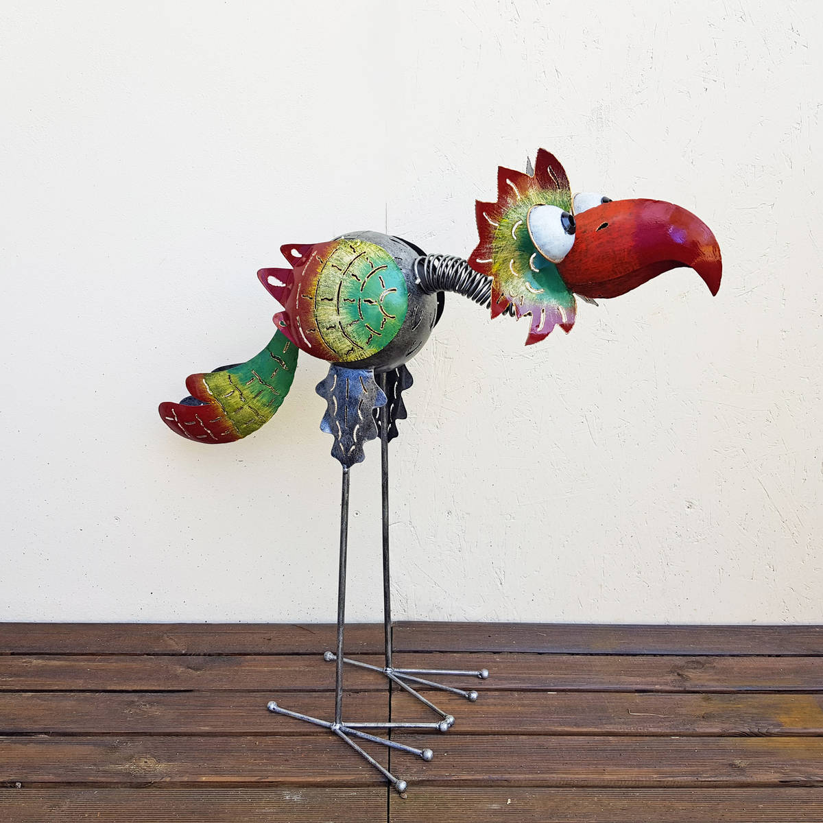 Vogel aus Metall bemalt, Höhe 78cm