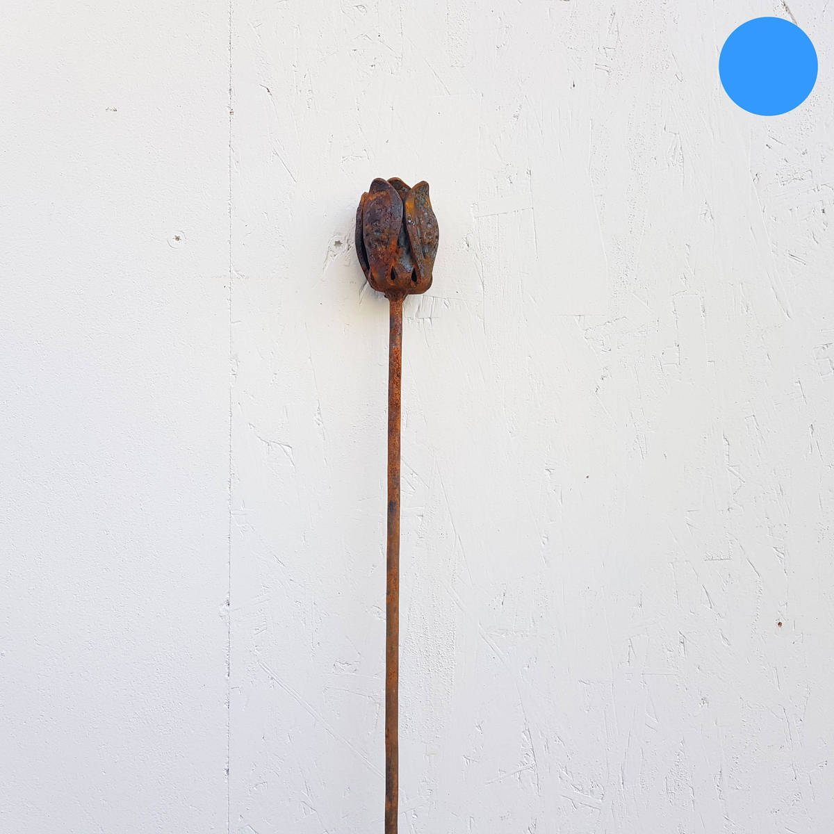 Tulipe en fer rouillé, sur tige, 180 cm 