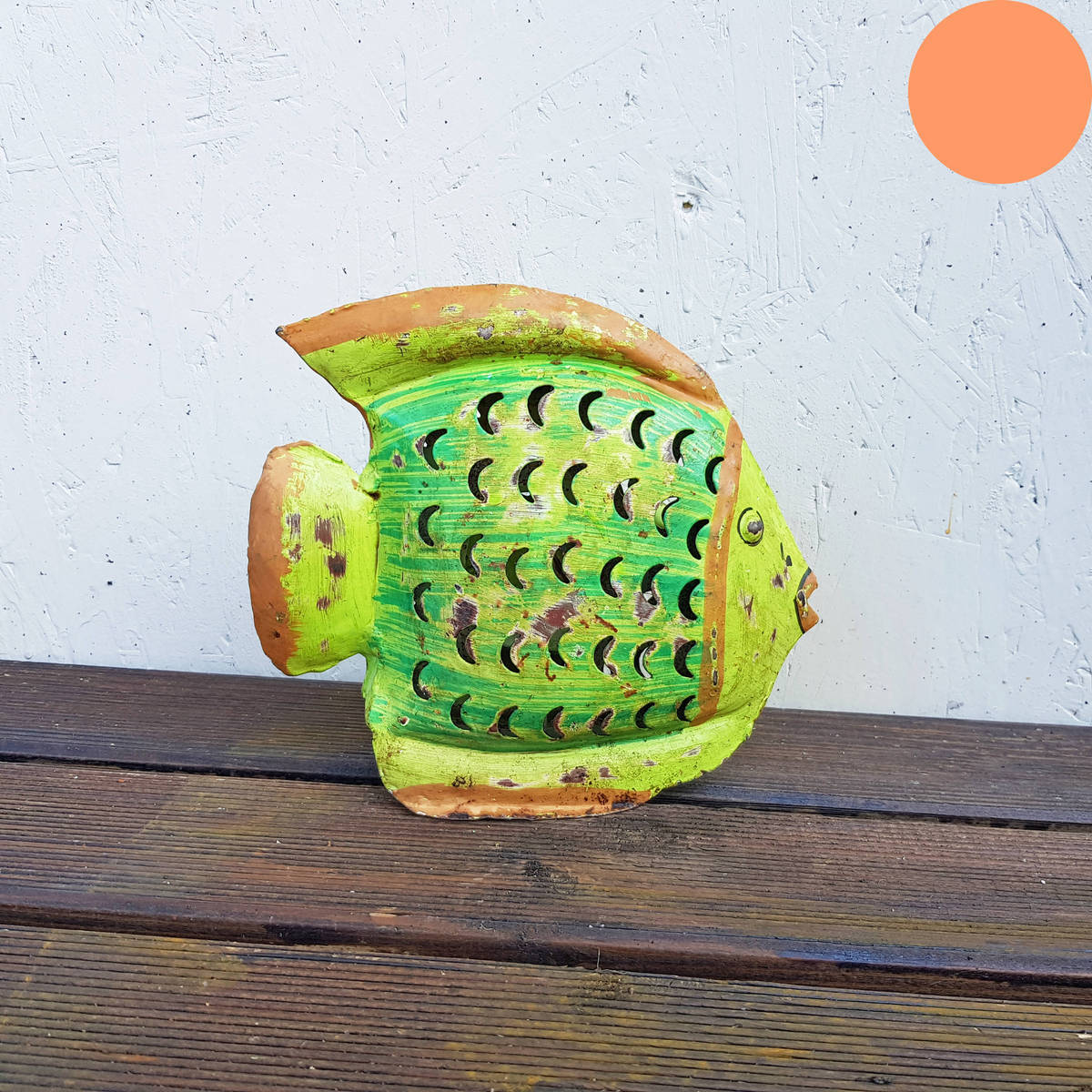 Fisch bunt bemalt aus Metall, zum Stellen, L. 21cm