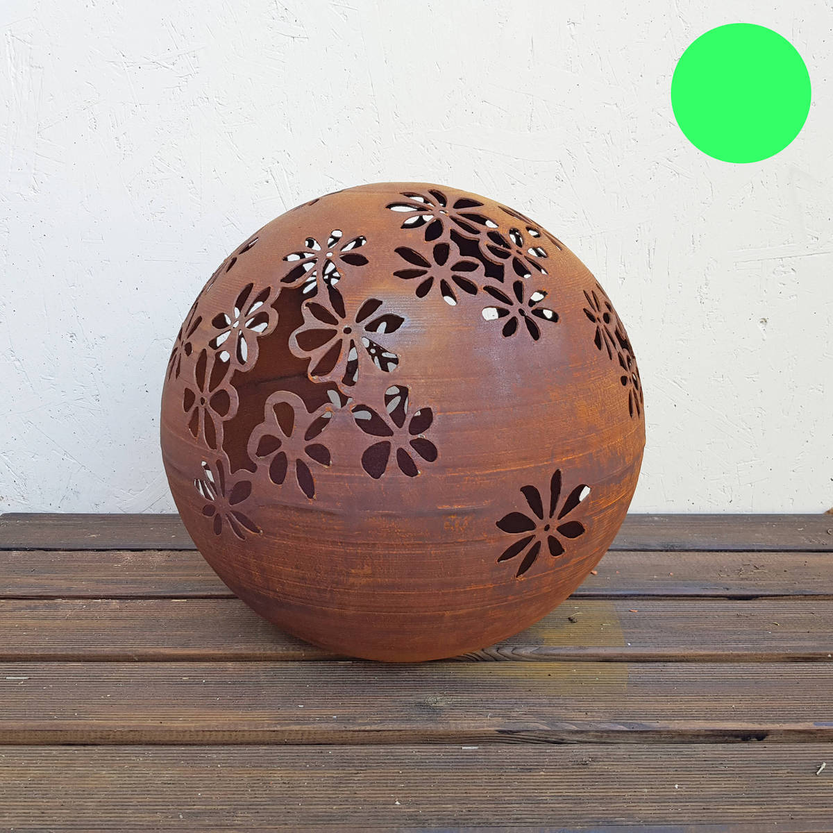 Kugel mit Blumenmotiv aus Rosteisen, Ø 40cm