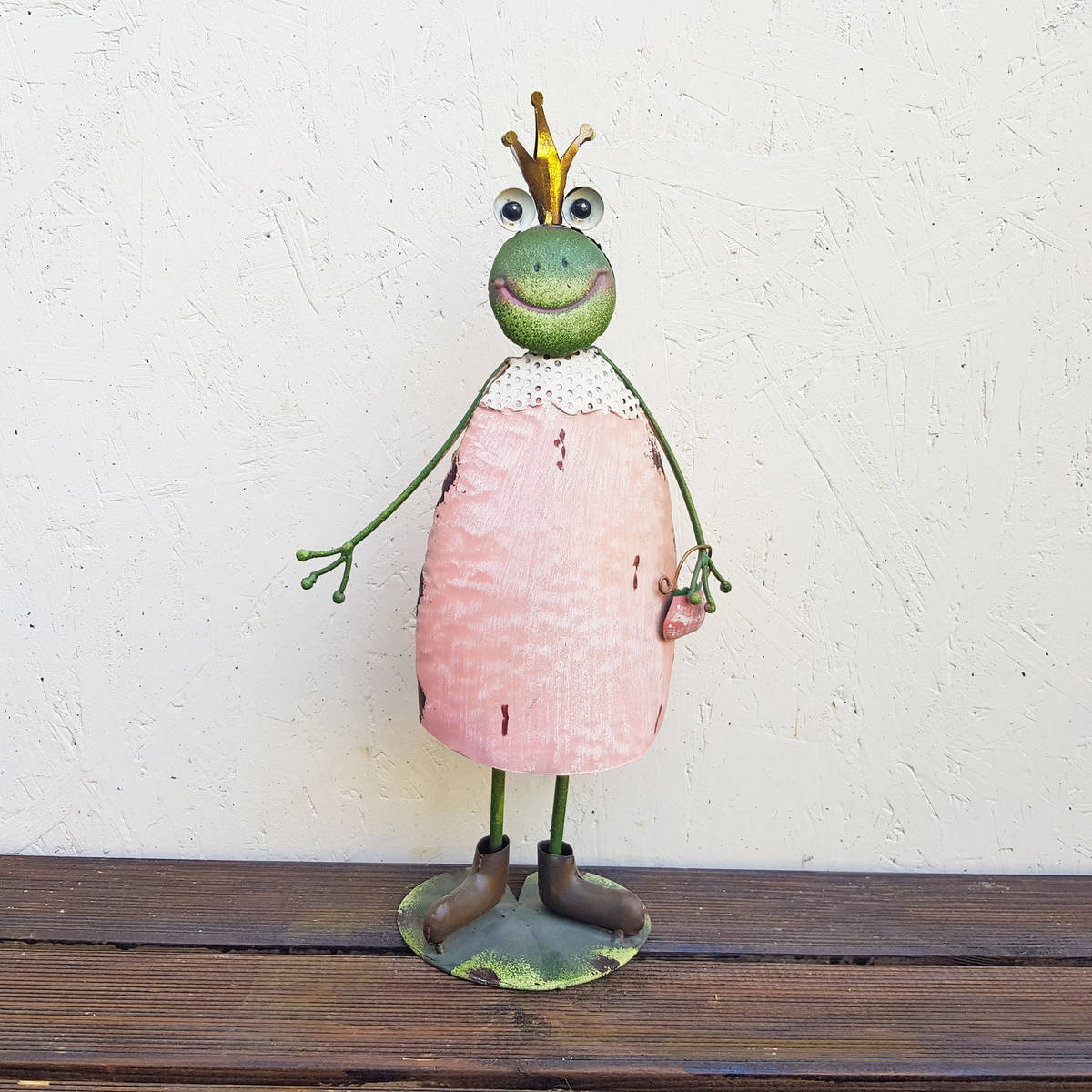 Frosch aus Metall, bemalt, Höhe 41cm