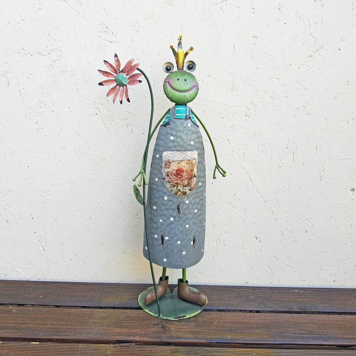 Frosch aus Metall, bemalt, Höhe 49cm