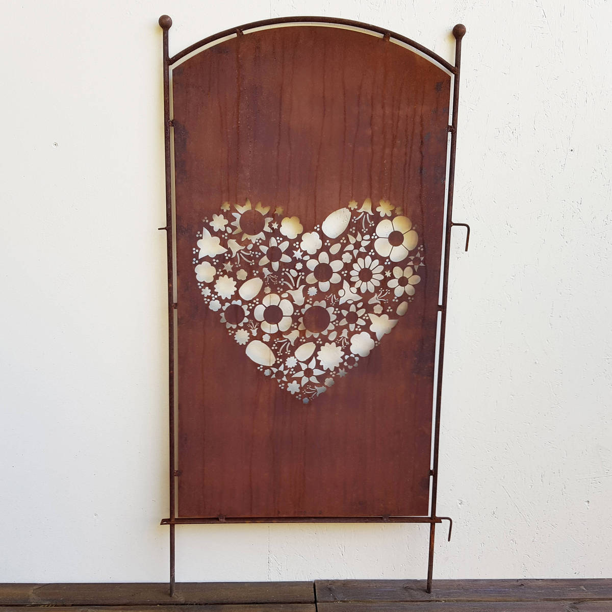 Paravent Herz aus Rosteisen 150cm x 72cm