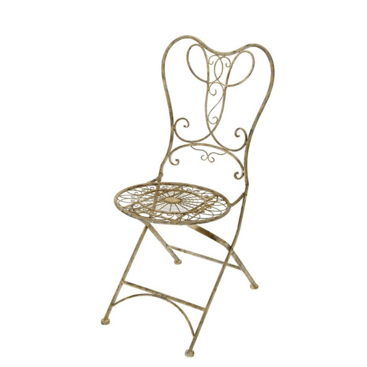 Stuhl aus Metall, Farbe grau antik