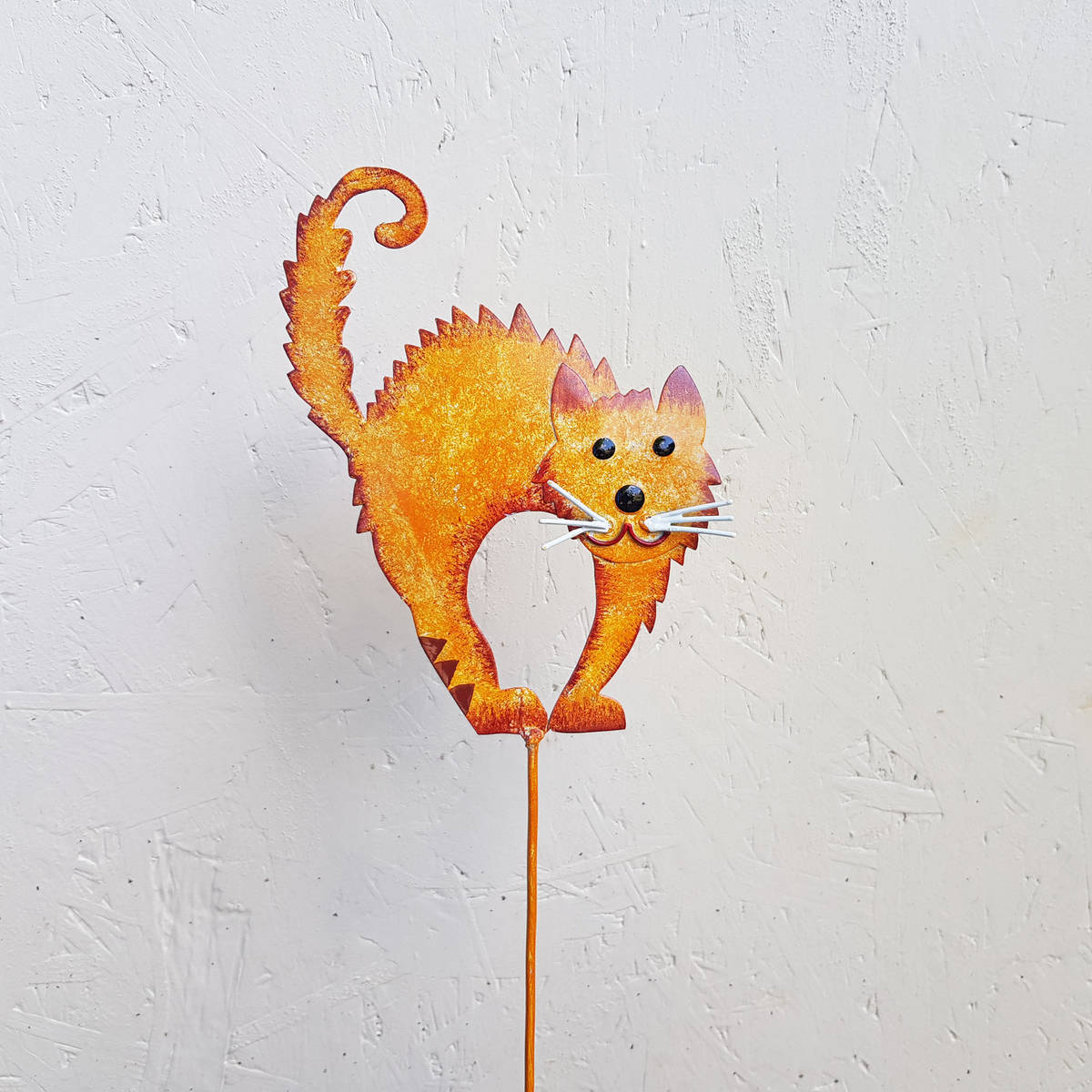 Chat sur tige en métal, hauteur 60cm