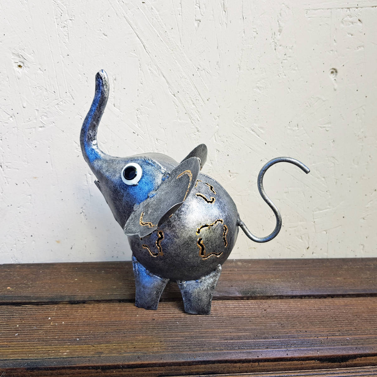 Elefant aus Metall, bemalt, Länge 20cm