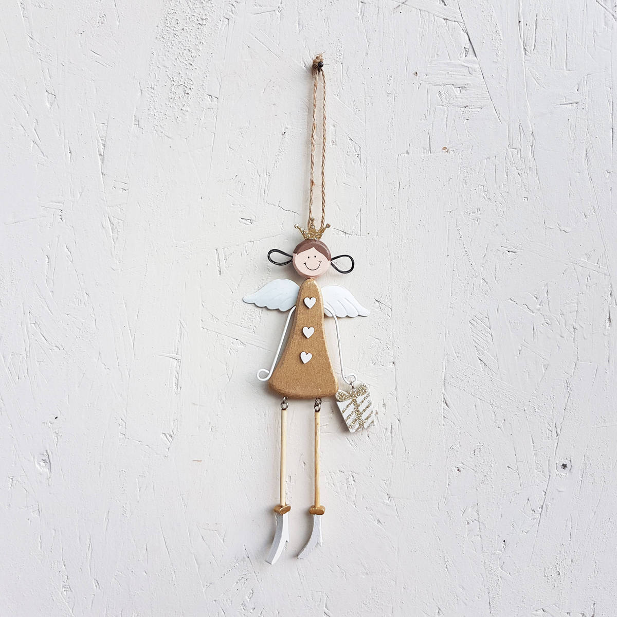 Ange en bois, à suspendre, 25 cm 