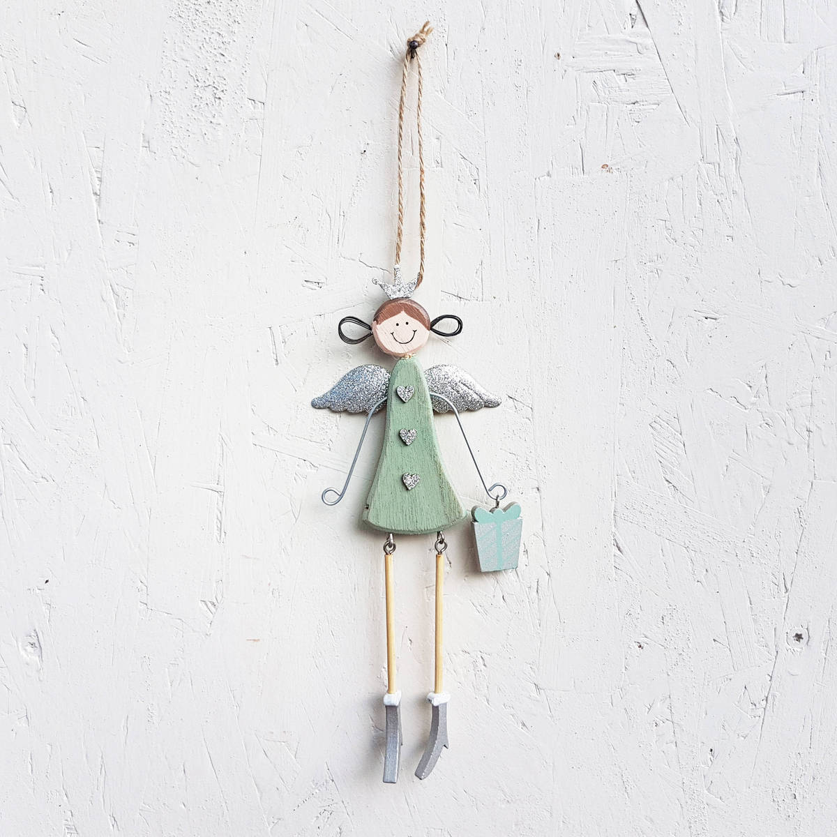 Ange en bois, à suspendre, 25 cm 