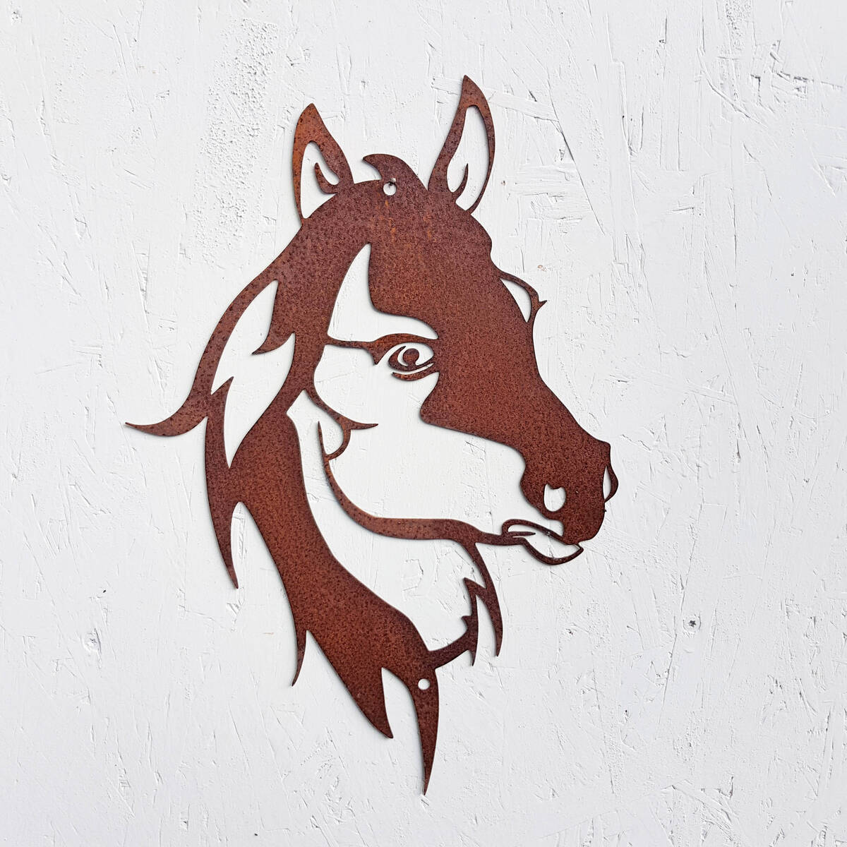 Pferdekopf aus Rosteisen, zum Hängen