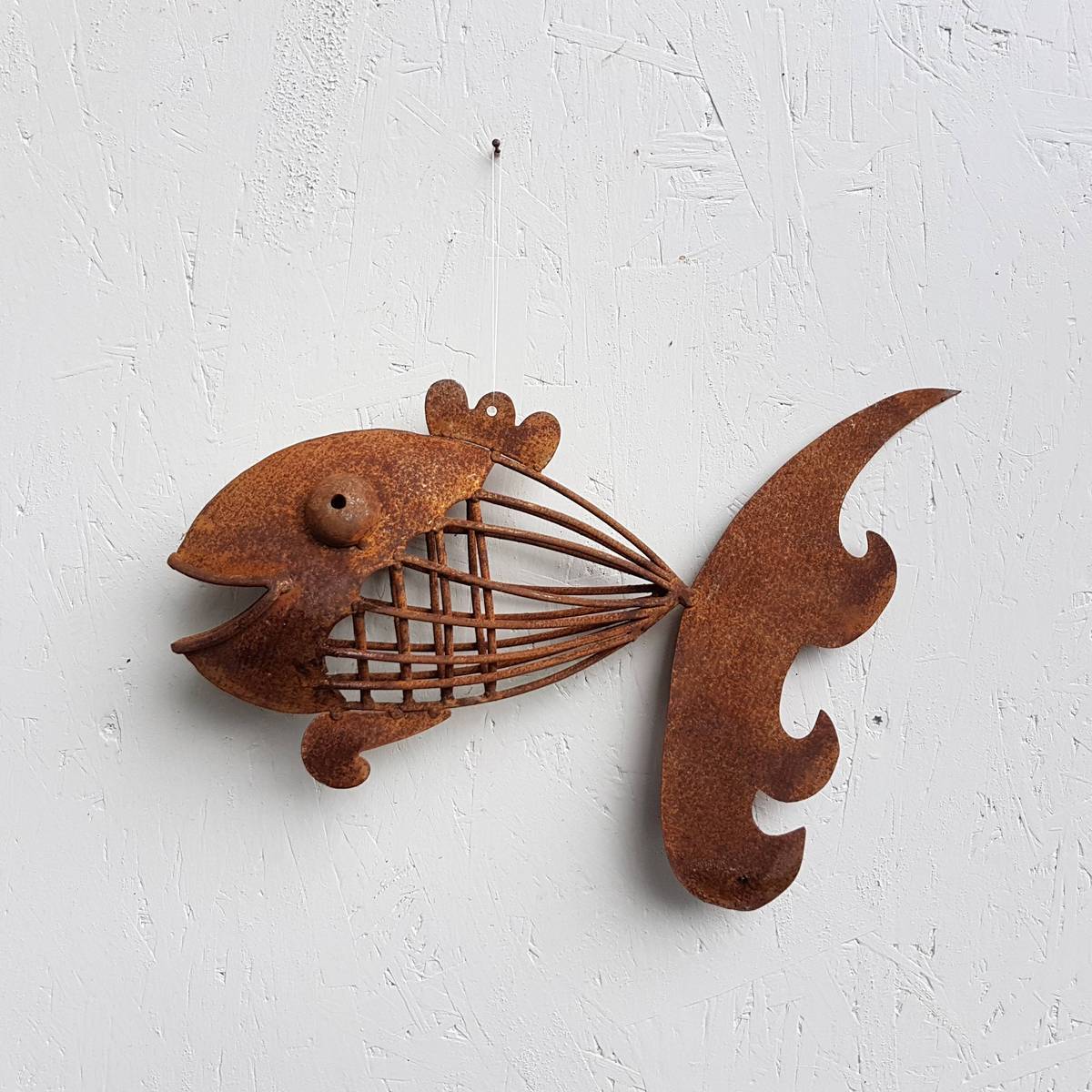 Fisch zum Hängen aus Rosteisen, L. 37cm