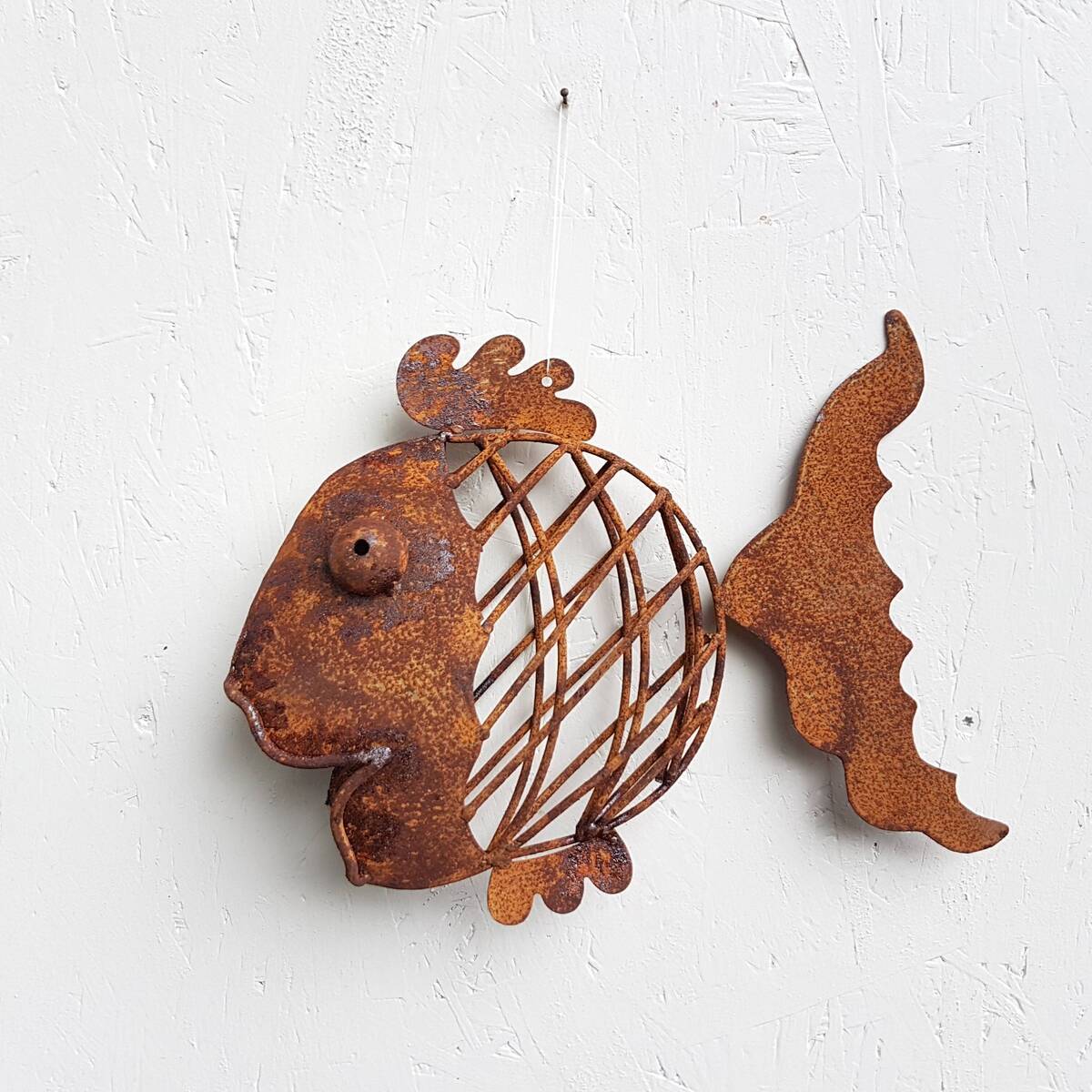Fisch zum Hängen aus Rosteisen, L. 33cm