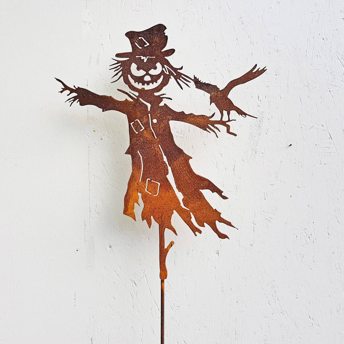Vogelscheuche aus Rosteisen, H. 190cm