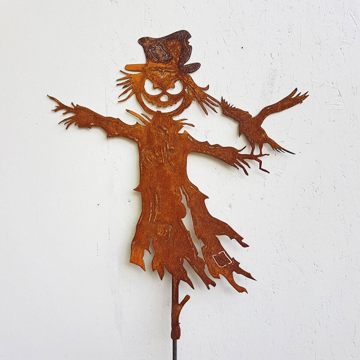 Vogelscheuche aus Rosteisen, H. 200cm