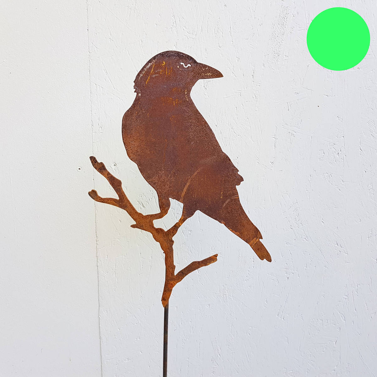 Krähe auf Ast aus Rosteisen, H. 140cm