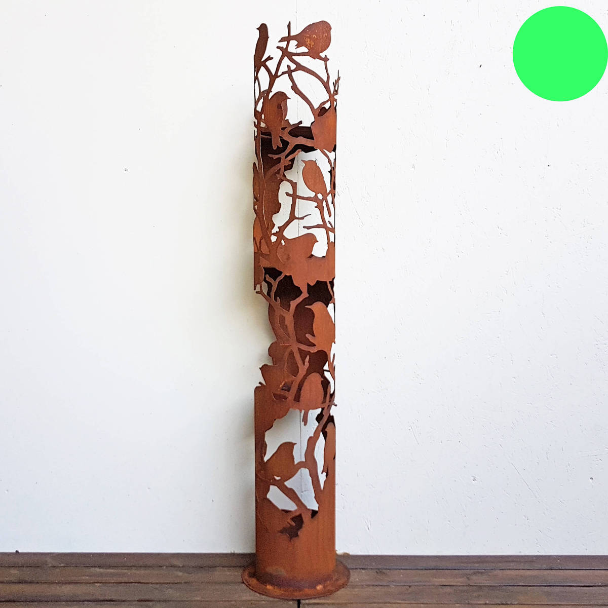 Colonne en fer rouillé, oiseaux, H.180 cm 