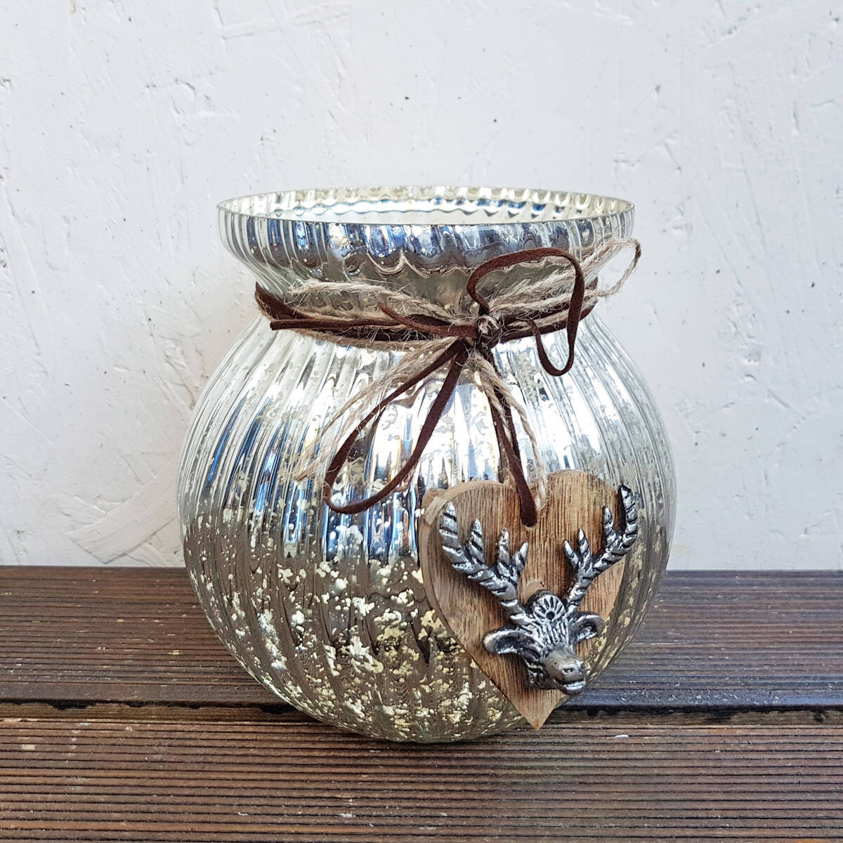 Photophore en verre, H. 20cm