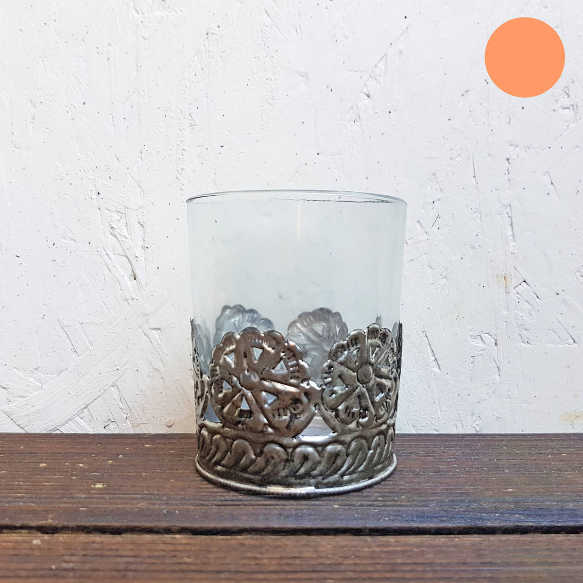 Windlicht aus Glas/Metall, H. 9.5cm