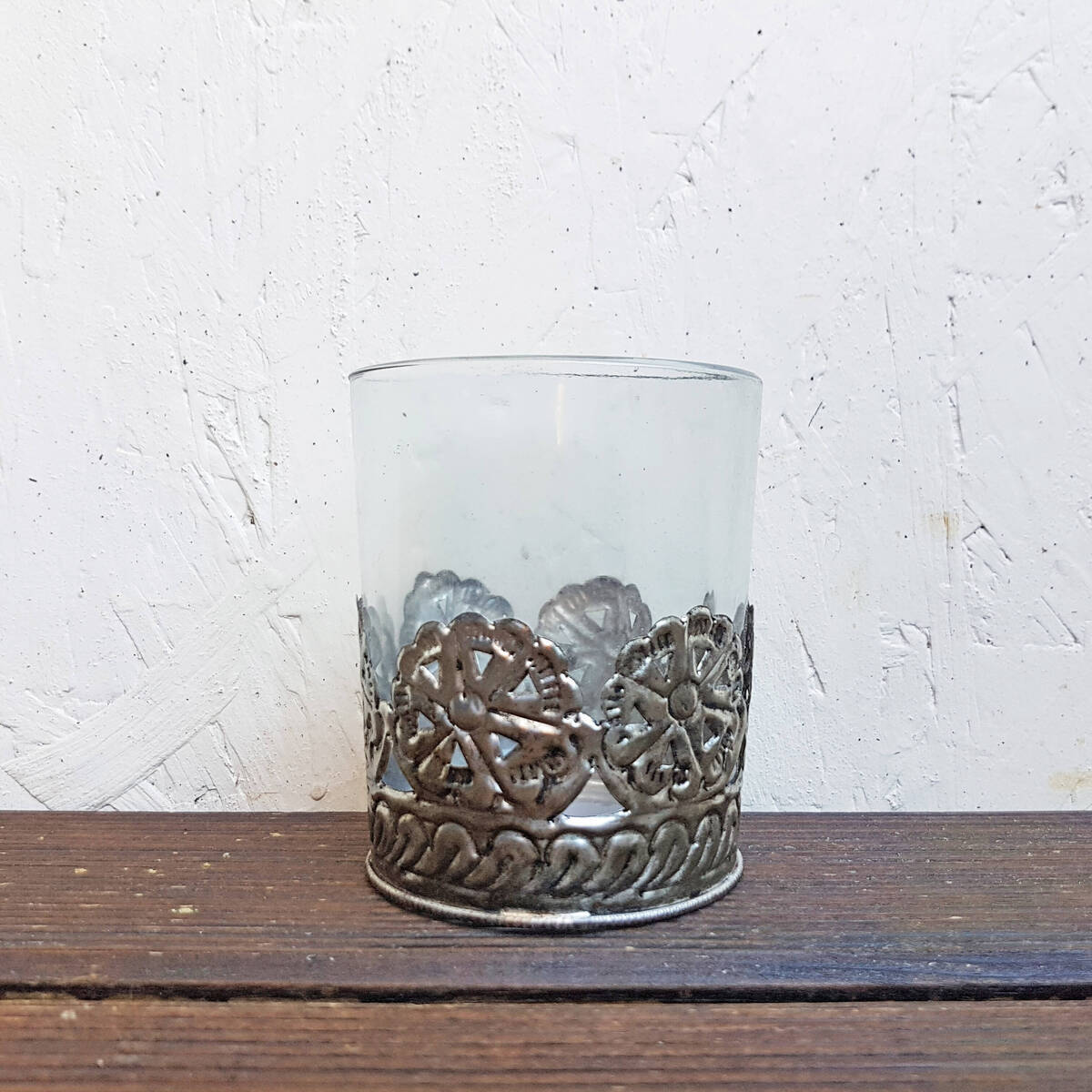 Windlicht aus Glas/Metall, H. 9.5cm