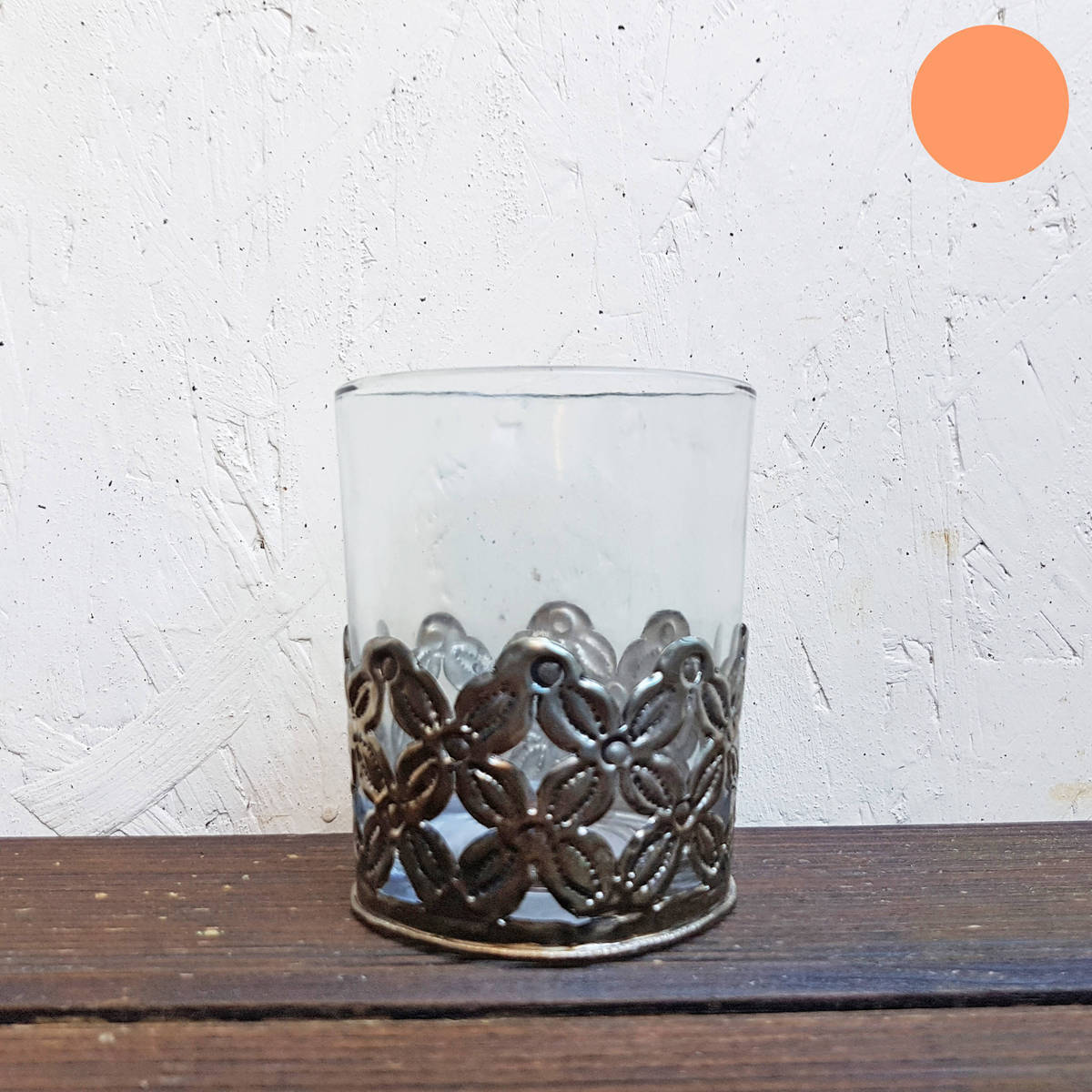 Windlicht aus Glas/Metall, H. 9.5cm