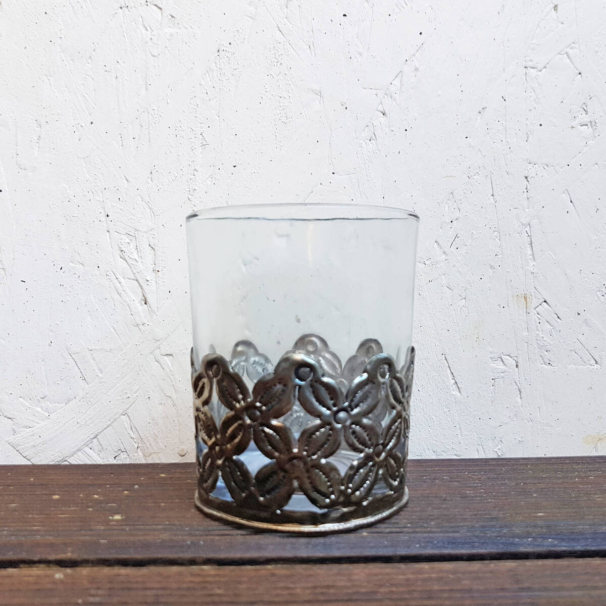 Windlicht aus Glas/Metall, H. 9.5cm