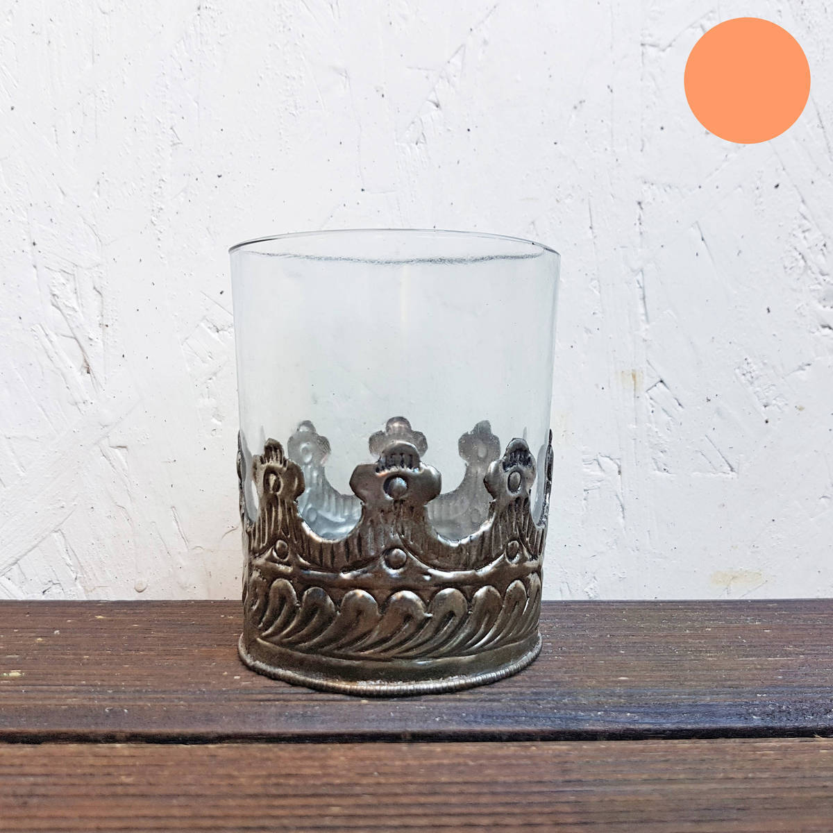 Windlicht aus Glas/Metall, H. 9.5cm
