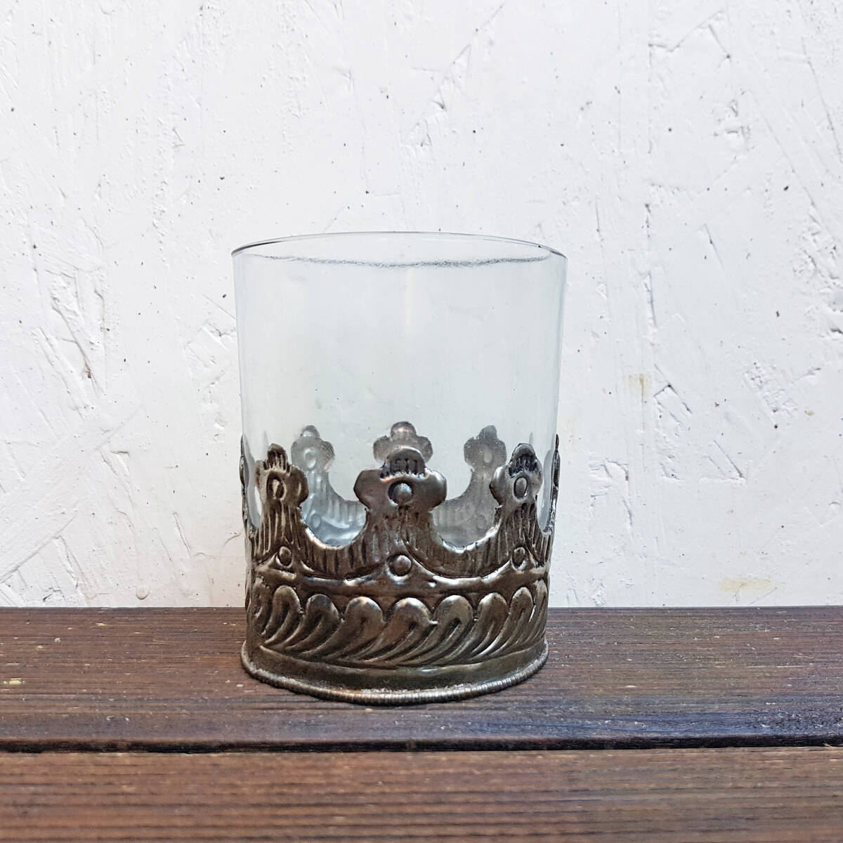 Windlicht aus Glas/Metall, H. 9.5cm
