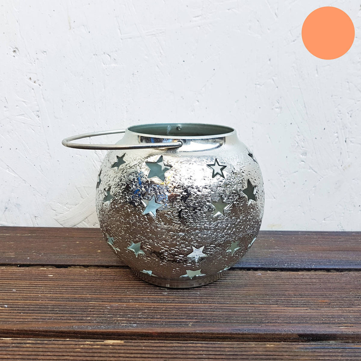 Photophore avec étoiles, en métal, H. 18cm