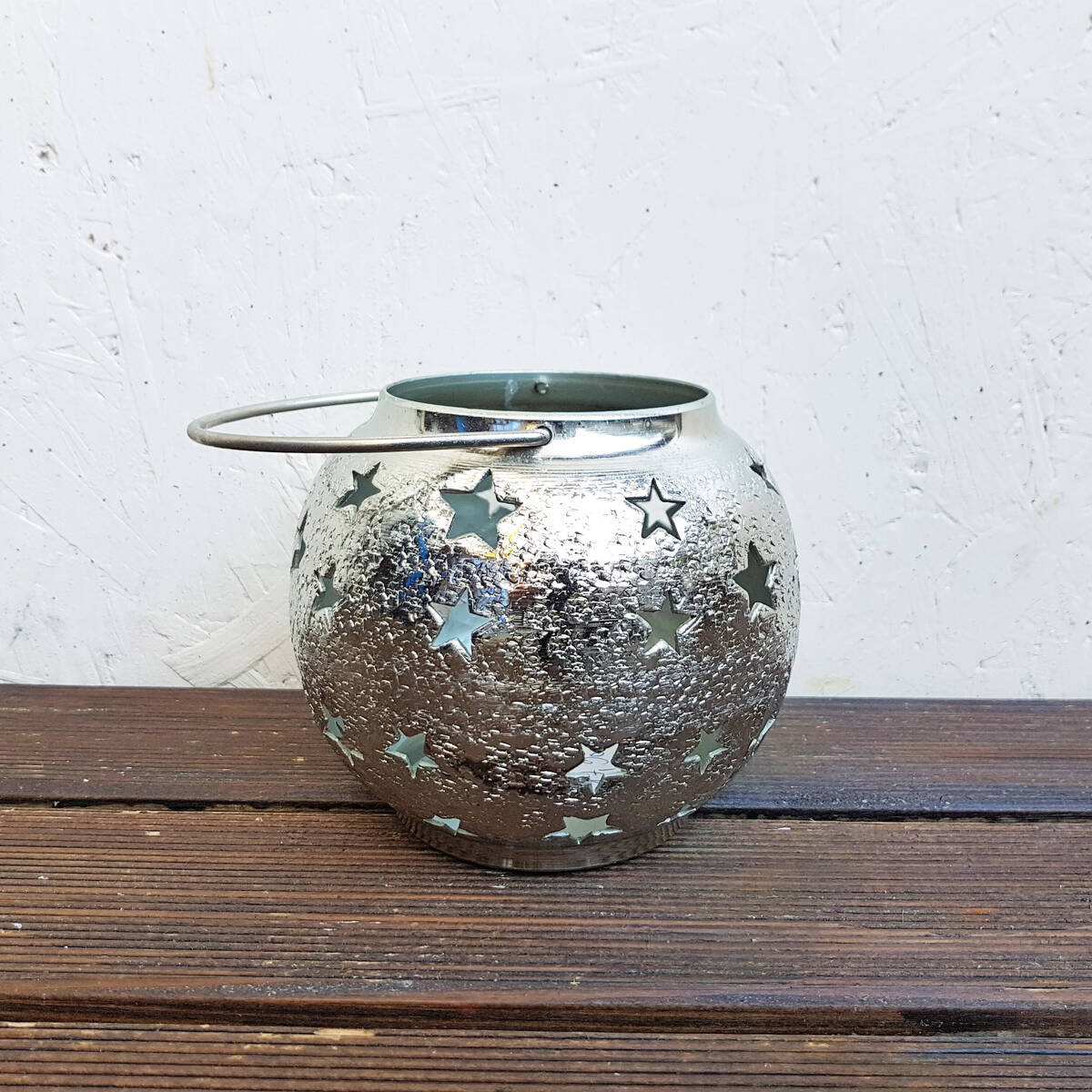 Photophore avec étoiles, en métal, H. 18cm