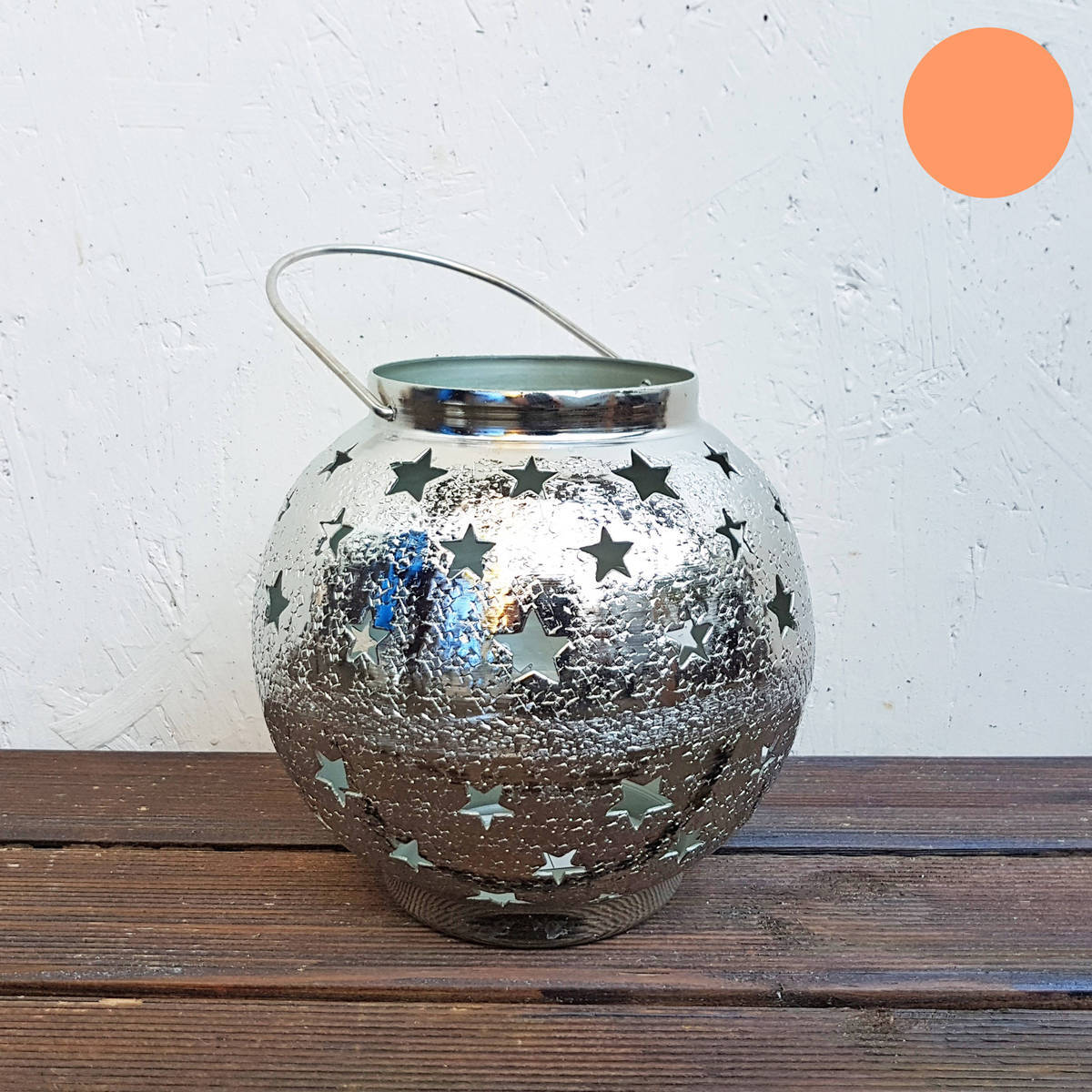 Photophore avec étoiles, en métal, H. 24cm