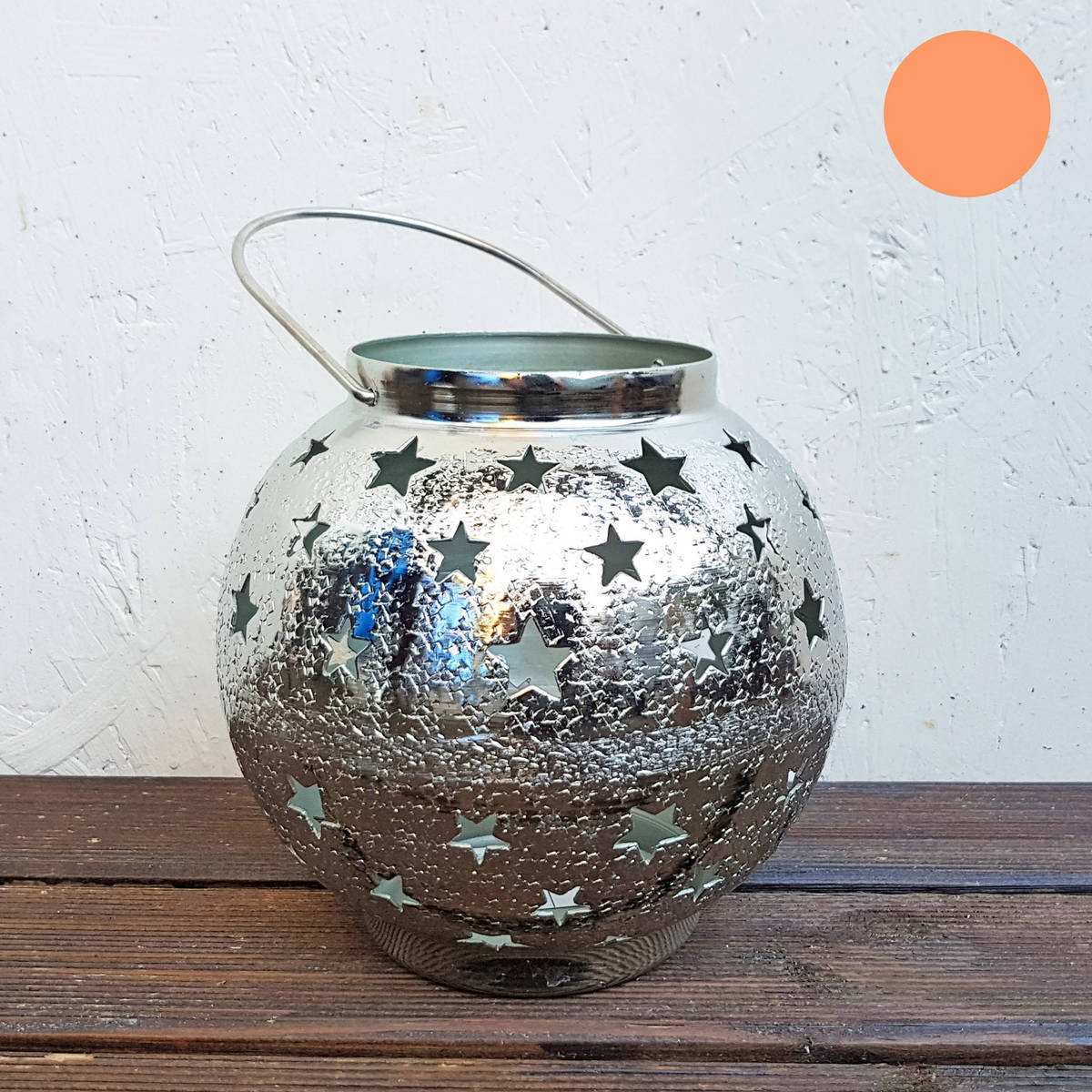 Photophore avec étoiles, en métal, H. 30cm