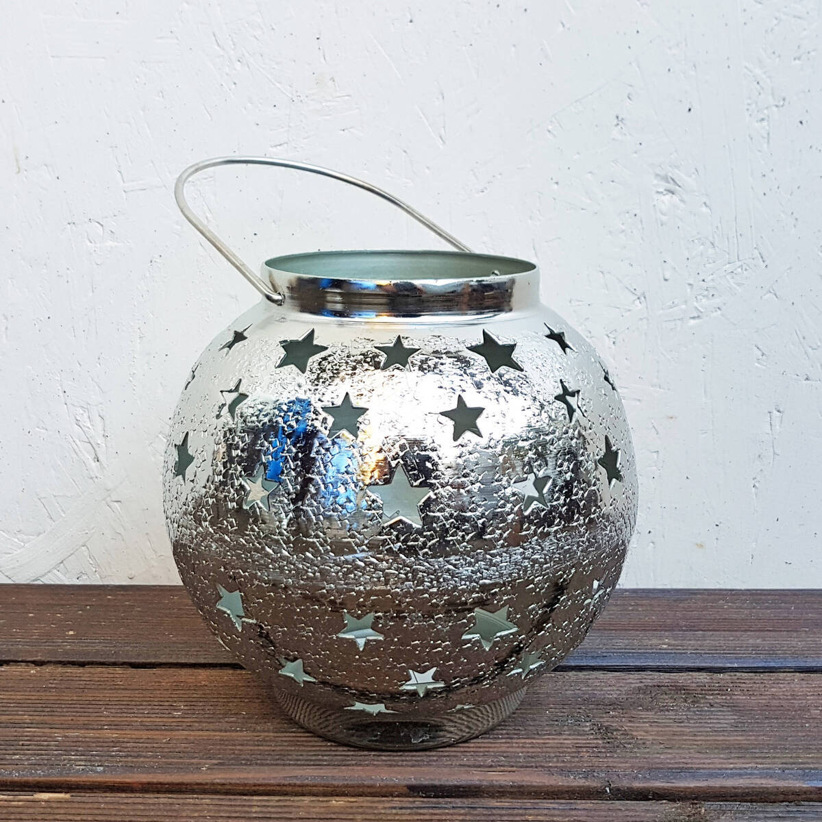 Photophore avec étoiles, en métal, H. 30cm