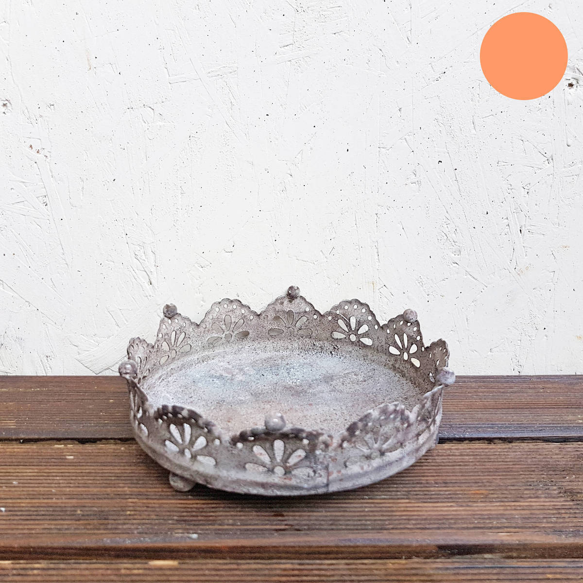 Tablette en métal, bord finement découpé, Ø 21cm