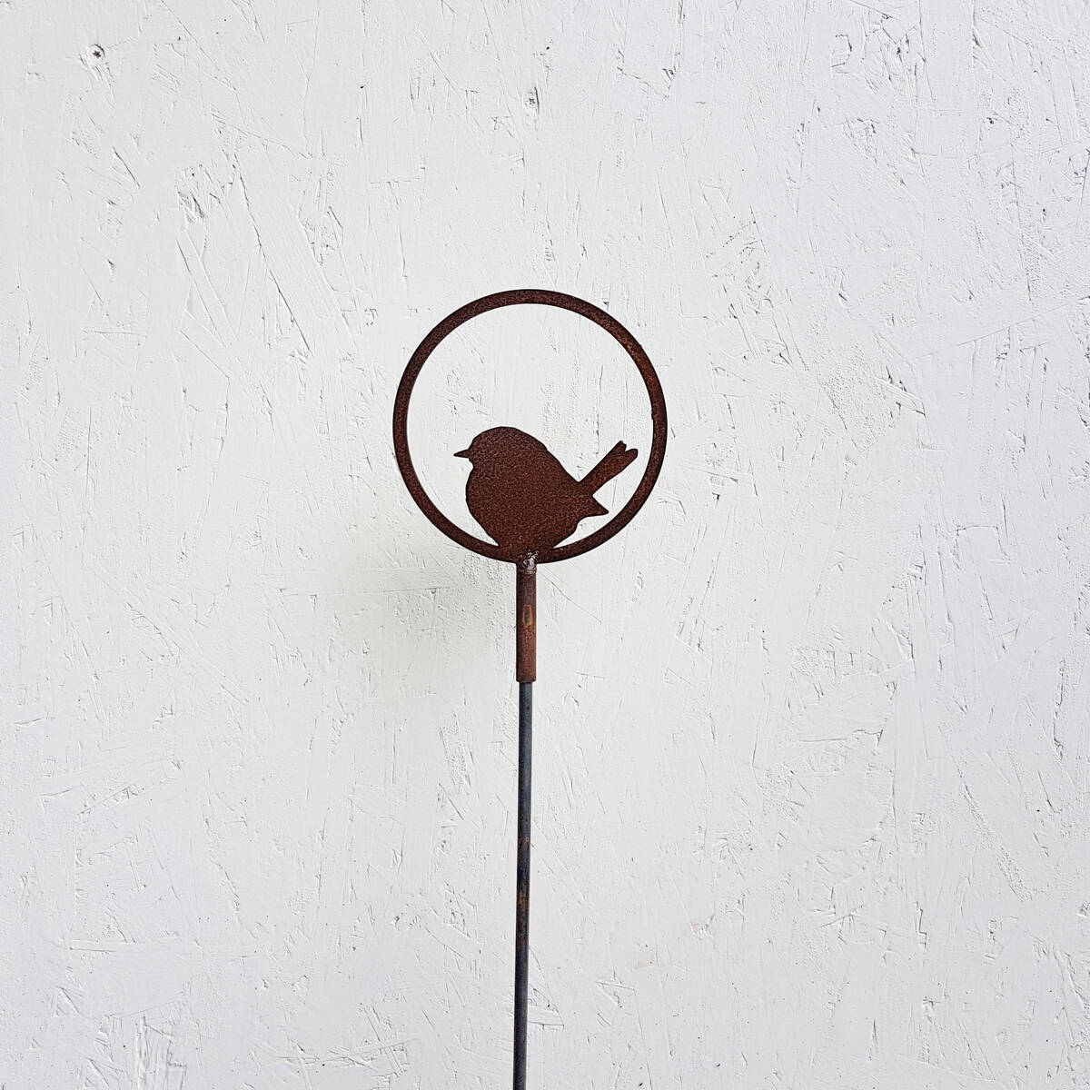 Vogel im Ring aus Rostmetall, H. 96cm