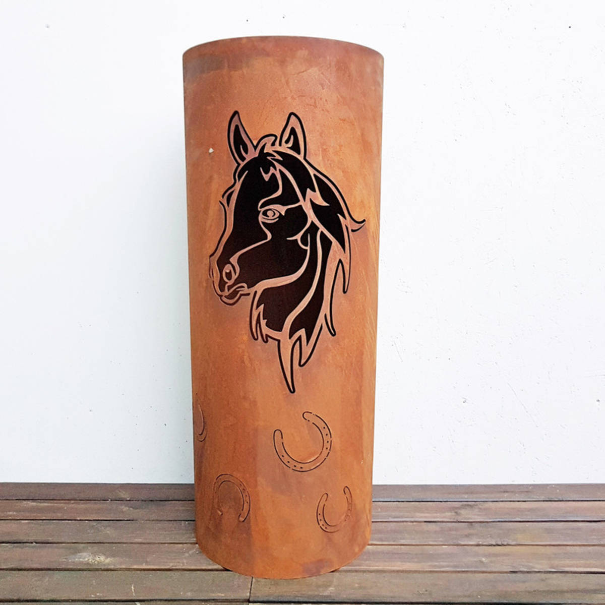 Säule ''Pferd'' aus Rosteisen, H. 100cm