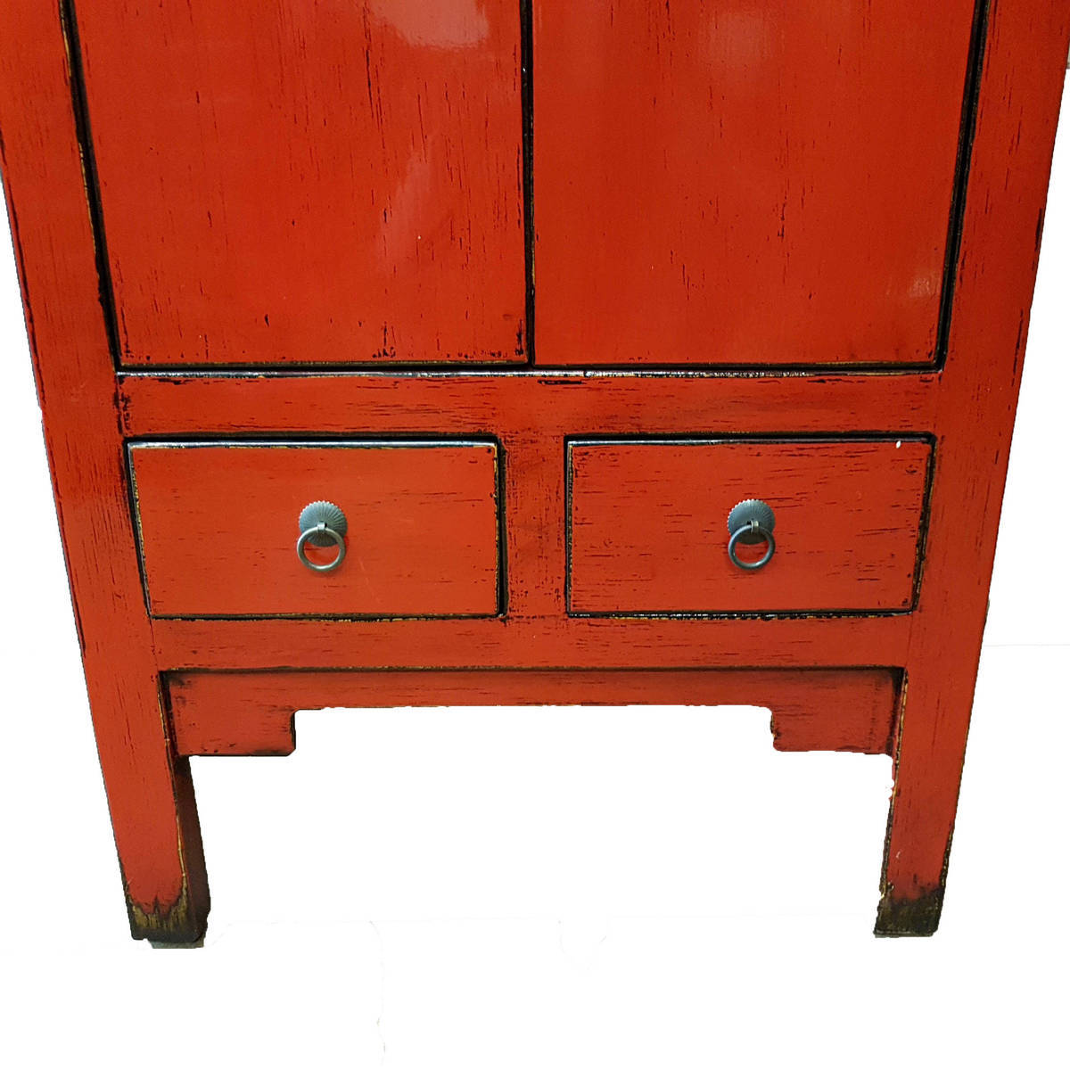 Chinesischer Schrank mit 2 Schubladen, rot antik