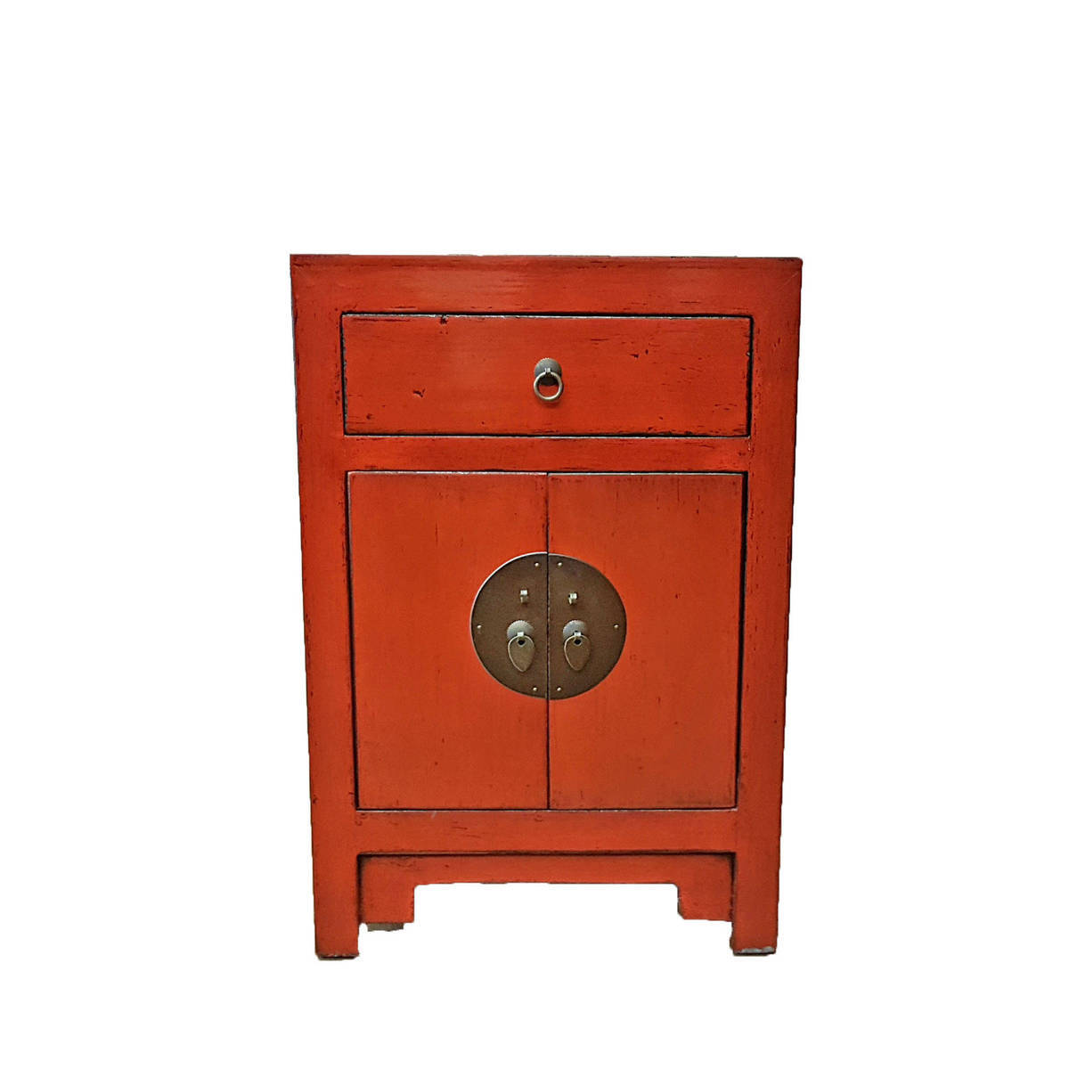 Kleiner chinesischer Nachttisch, orange antik