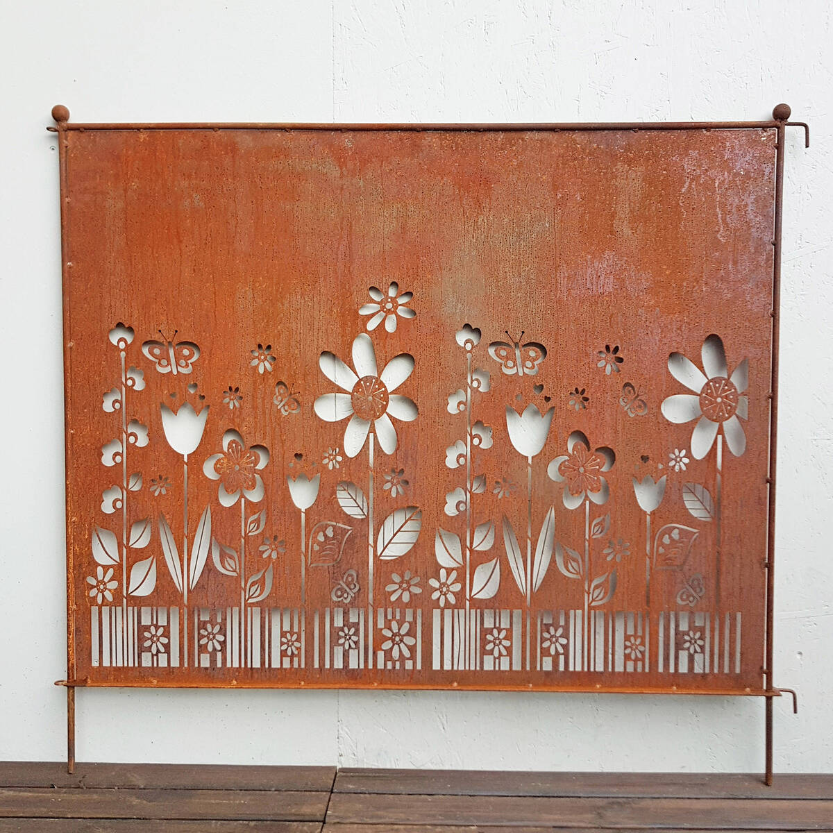 Paravent en fer rouillé, H. 100cm / L. 125cm