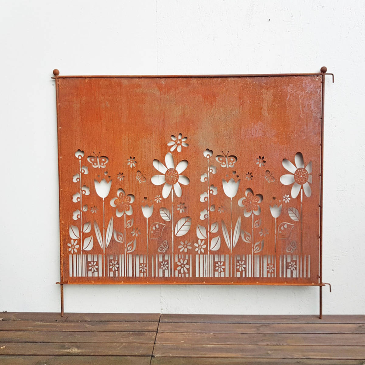 Paravent aus Rostmetall, H. 80cm / L. 150cm