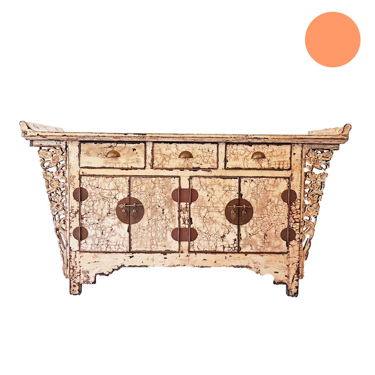 Meuble chinois ancien, avec 3 tiroirs et 2 portes double