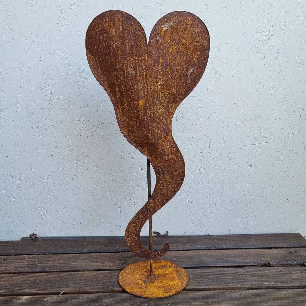 Herz auf Fuss, Rosteisen, 65 cm 