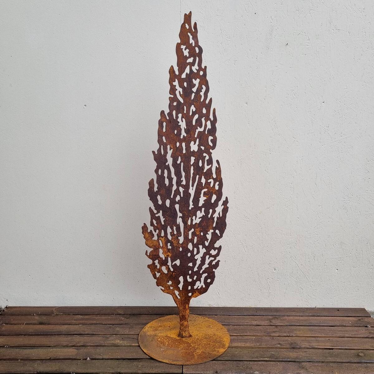Zypresse aus Rosteisen, 148 cm 